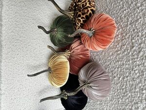 Velvet Pumpkins, fall decor, cozy home gifts. Set of 7.